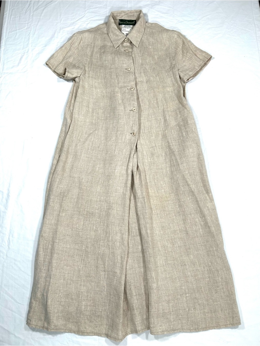 Harve Benard Neutral Linen Maxi Shirt Dress - Beige